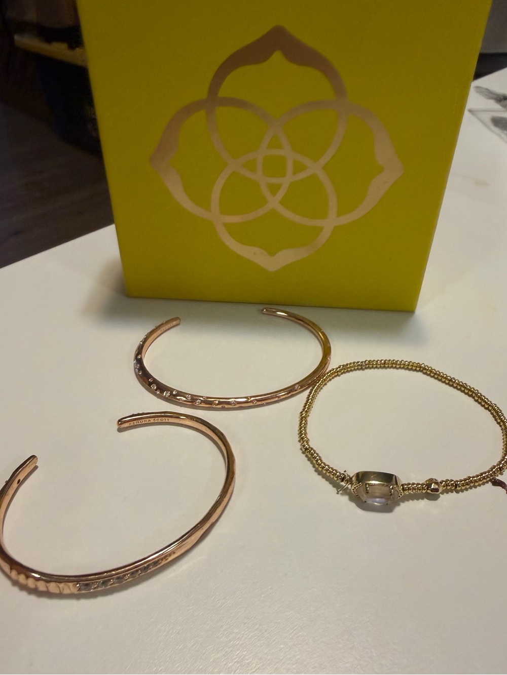 Kendra Scott Rose Gold Cuffs with Gold Stretch Bracelet